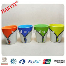 Personalized V Shape Pure Color Glazed Ceramic Stoneware Mugs